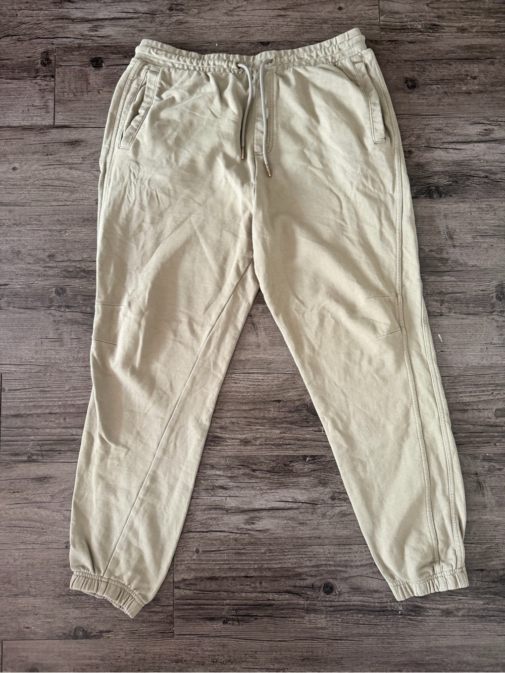 Casual Drawstring Jogger Pants in Light Beige